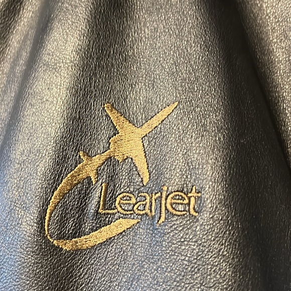 Vintage GEAR Brand Classic Learjet Black Leather Sports Zipper Bomber Jacket! - Picture 5 of 10